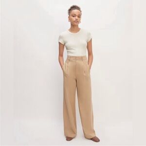 EVERLANE The Draper Pleated Office Minimalist Pant Trousers in Buttersmooth